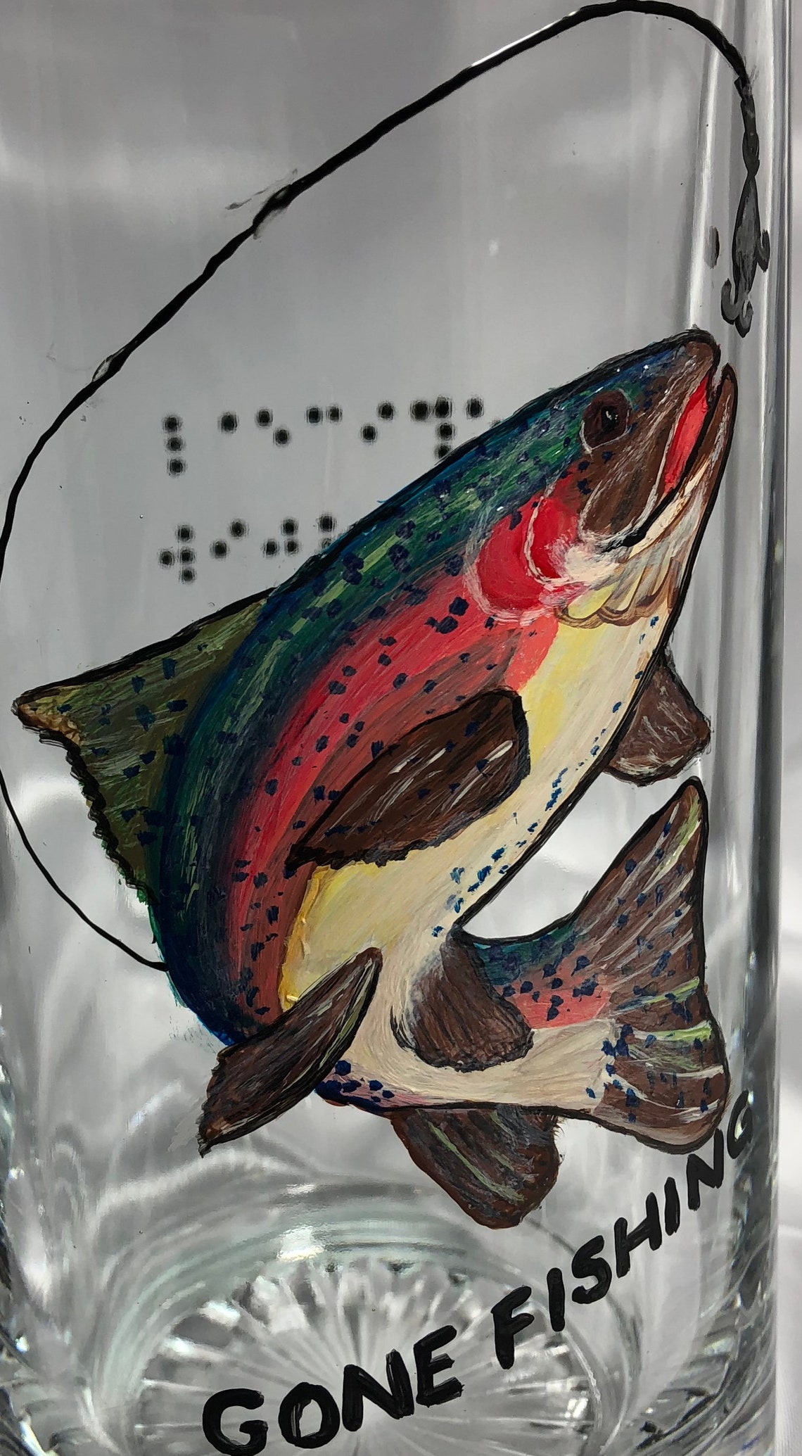 Braille Gifts Gone Fishing Rainbow Trout Design on Beer Etsy