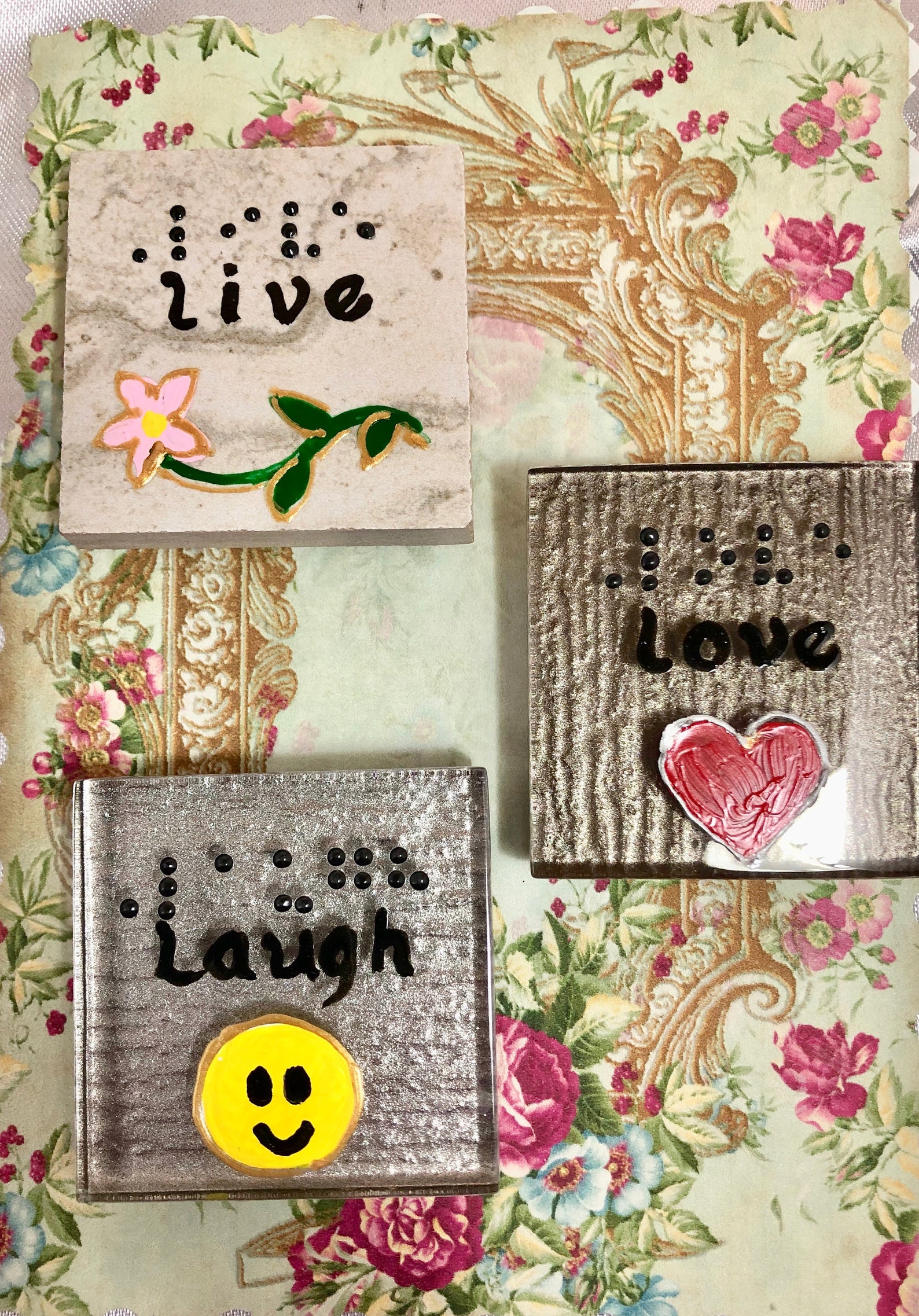 Braille Gifts Set of 3 Raised Dot Braille Etsy