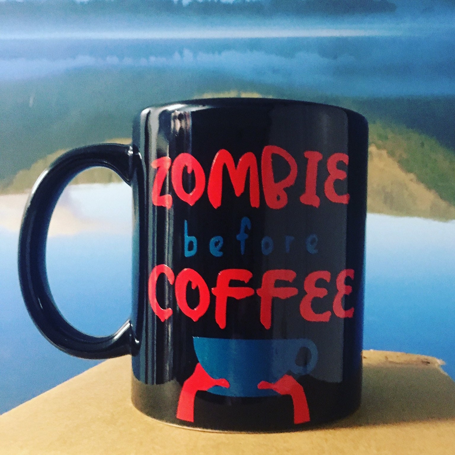 Zombie before coffee black mug / coffee mug / zombie coffee Etsy