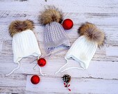 Baby-Toddler Pom-Pom Hat Beanie, Baby Girl Angora knitted Hat - Baby Boy Hat - Beanie Hat - Pom Pom Hat Toddler Hat - Crochet Hat