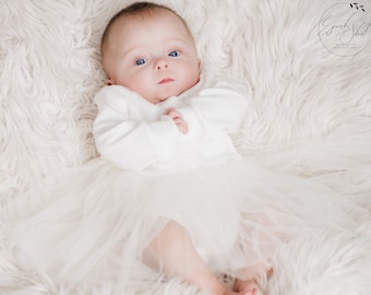 white newborn dress