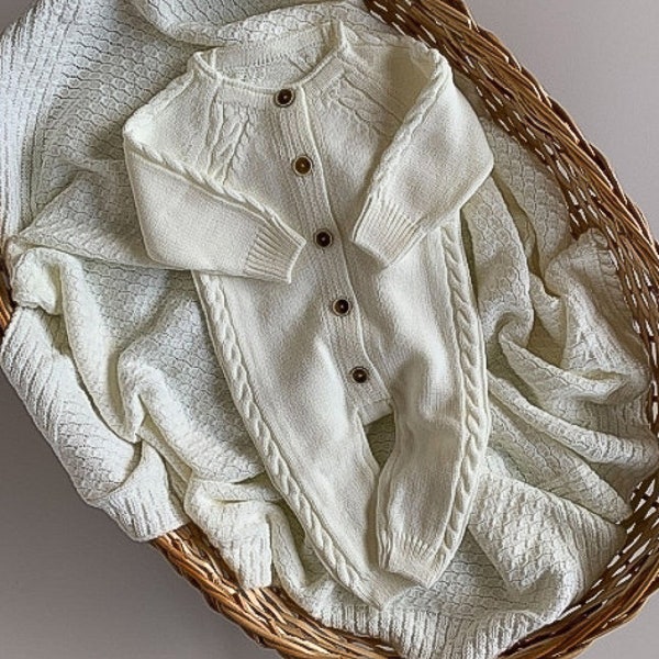 Minimalist Baby Clothes 0-2Y Knit Baby Clothes  Baby Boy Clothes  Baby Knitted Outfit Home Coming Outfit Baby Gender Neutral Romper