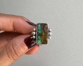 Bamboo Mountain Turquoise Sterling Silver Ring Size 5.75