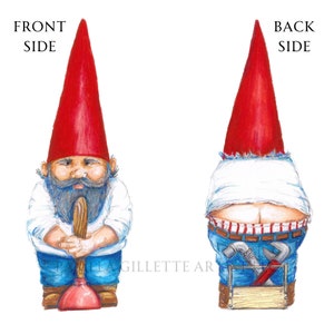 Gnome : carte de Jean le plombier, cartes fantaisistes, crayons de couleur, cartes vierges