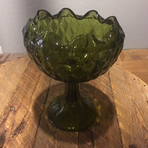 Emerald Green fenton tall candy dish Etsy