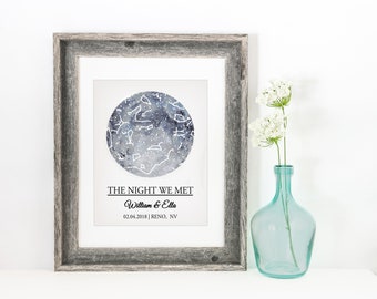 Custom First Year Anniversary Gift For Her Framed Constellation Map Night Sky Print On Paper Personalized Gift On Paper Anniversary Gift