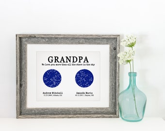 Custom Gift For Grandpa Gift From Family Gift Constellation Map Personalized Gift Star Map Holiday Decor Papa Gift For Grandfather From Kids