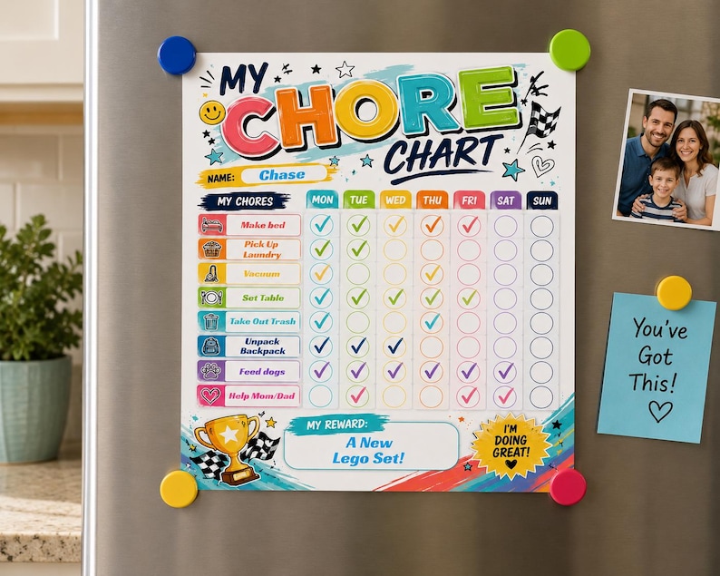 Kids Chore Chart Printable | Editable Canva Template | Weekly ...
