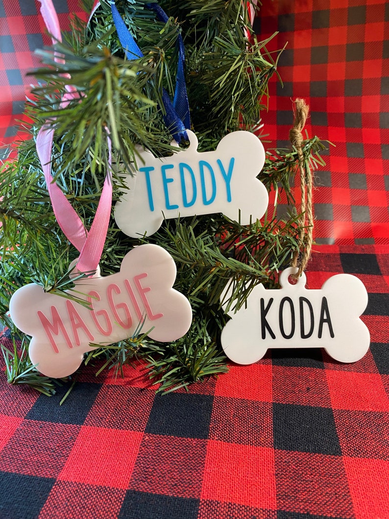 Personalized Christmas Pet Ornaments  Dog Bone Christmas Gift image 2