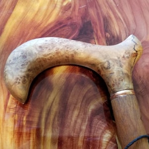 Handmade Cane Spalted Big Leaf Maple Burl/Sapele Derby, hand-crafted by disabled veteran -walking stick