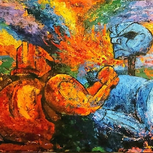 Rock 'em Sock 'em, No. 1, by Jordan Eyre, 2021. Acrylic on Canvas, Gallery Wrapped, 30"x40"