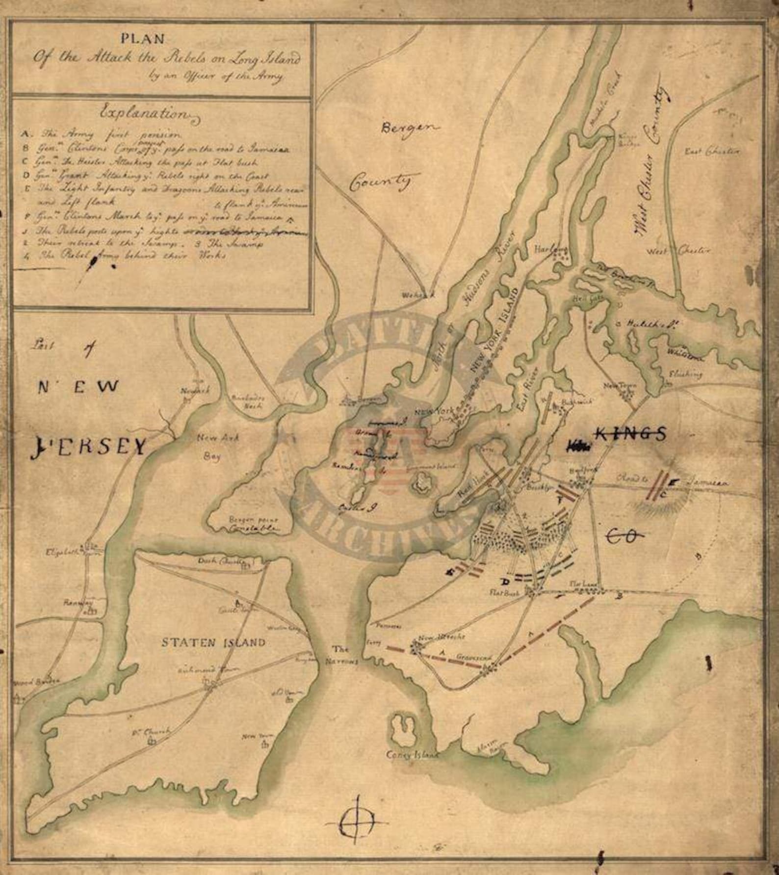 Brooklyn Heights Battle Map, Revolutionary War 1776 Etsy