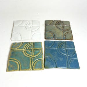 small architectural tile accents / art deco ceramic design objects / giftable decor tile pieces | ceramic coasters