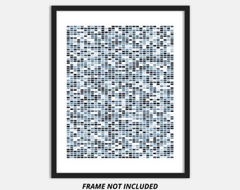 Muchos rectángulos Arte generativo Impresión fotográfica sin marco Impresión abstracta de arte de pared - Azules apagados