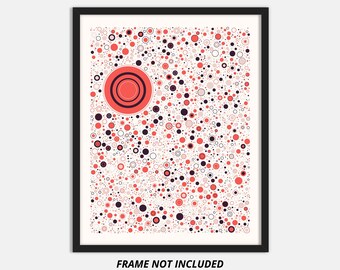 Generative Art Circle Packing Impresión fotográfica sin marco, paleta rojiza cálida #2591