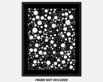 Generative Art Circle Packing Impresión fotográfica sin marco, blanco sobre negro #2587