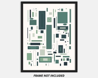 Impresión fotográfica sin marco de embalaje rectangular de arte generativo, paleta verde #2597