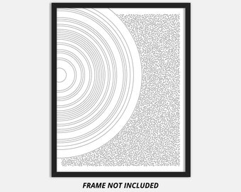 Impresión fotográfica sin marco de embalaje de círculo de arte generativo, B&N #2589