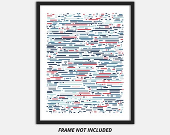 Impresión fotográfica sin marco de embalaje rectangular de arte generativo, paleta de rojos y azules #2598