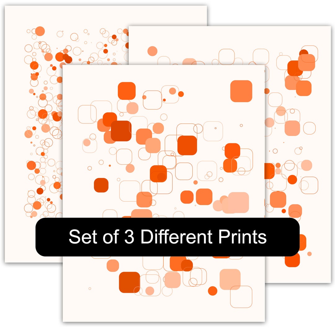 Set of 3 Random Circles and Rounded Squares Generative Art Unframed ...