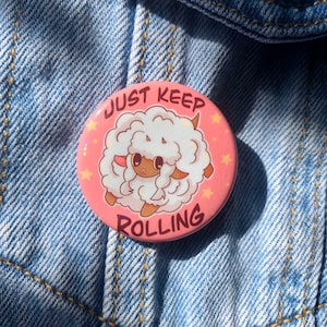 Just Keep Rolling Holographic Wooloo Button