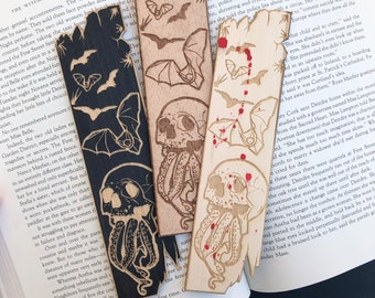 Horror Gift for Book Lovers | Cthulhu Wooden Bookmark Haunted Woodmark | Bookish Gift