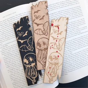 Horror-Geschenk für Buchliebhaber | Cthulhu Holz Lesezeichen Haunted Woodmark | Bücherwurm Geschenk