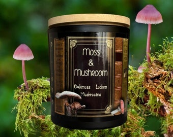 Moss and Mushroom Candle | Soy Wax Reading Candle | Cottage Core Witch Candle