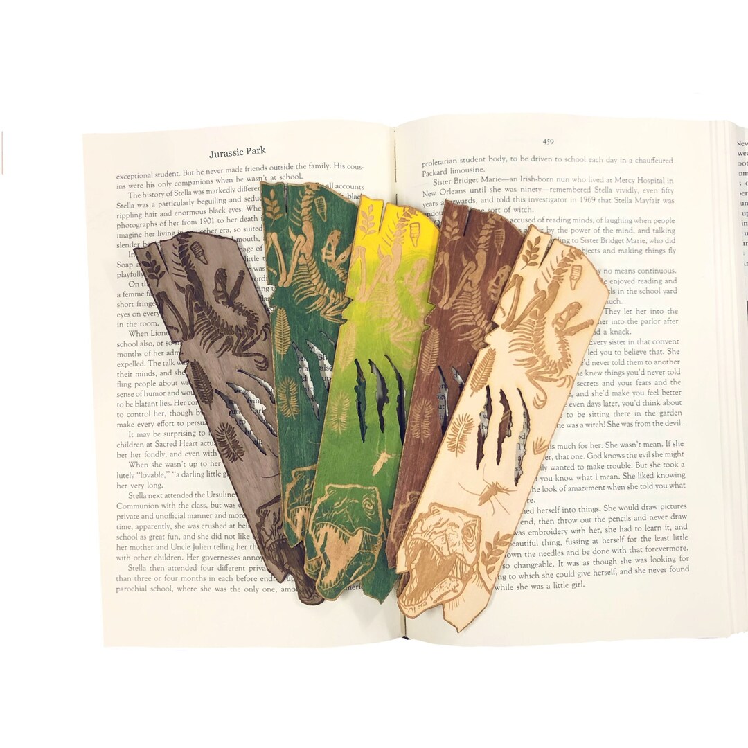 Jurassic Park Wooden Bookmark | Dinosaur Bookmark | Science Fiction - Etsy