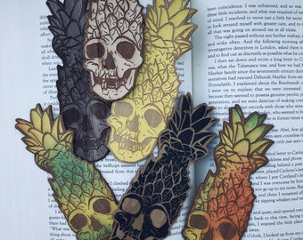 Pineapple Skull Wooden Bookmark | Bookish Christmas Gift| Woodmark | Bookish Gift | Bookmark