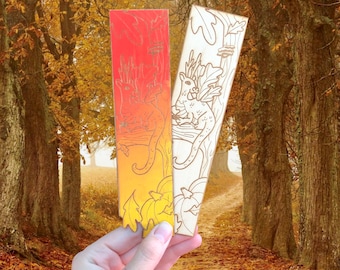 Autumn Tea dragon Wooden Bookmark | cute bookmark | dragon bookmark