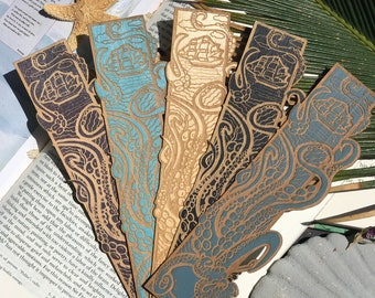 Kraken Wooden bookmark | Fantasy Bookmark | Pirate Ship Sea Monster Woodmark