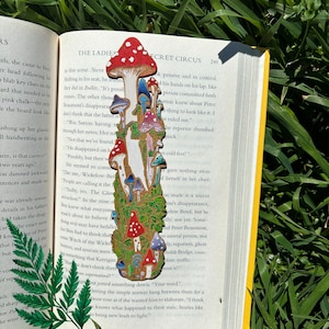 Mushroom Bookmark | Painted Wooden Bookmark | Cottage Core Witch Gift