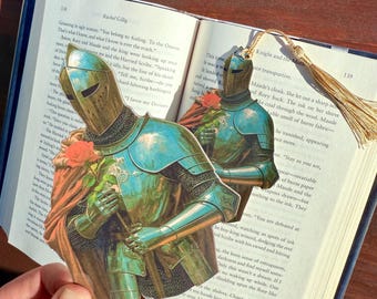 Knight and Rose Paper Bookmark | Romance Reader | Romance Fantasy Bookmark | medieval bookmark | Book lover gift | Romantasy bookmark
