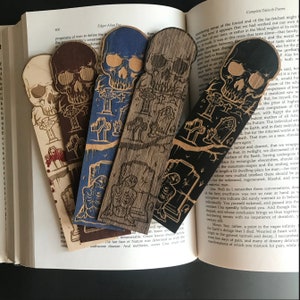 Horror Book mark Skull Graveyard Zombie Wooden bookmark | Book lover gifts | Horror Gothic bookmark