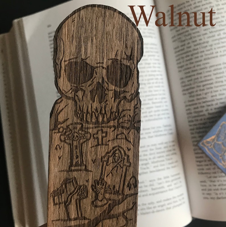 Graveyard Wooden Bookmark Skull Zombie Woodmark  Book lover image 5