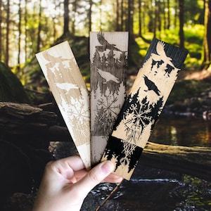 Wikinger Lesezeichen aus Holz | Wald der Wikinger | nordischen Mythos Geschenk für Buchliebhaber | Leseratte