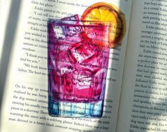 Cocktail Bookmark | Transparent Bookmark | clear bookmark | Gift for booklovers | bookish gift | beautiful bookmark | gin and tonic