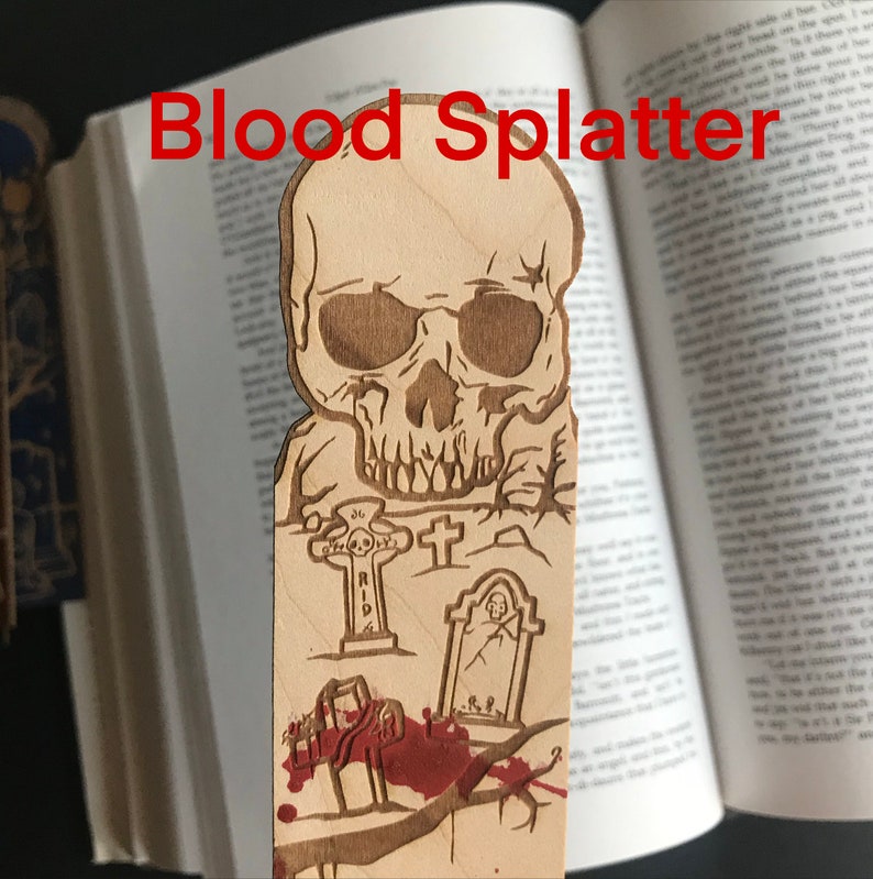 Graveyard Wooden Bookmark Skull Zombie Woodmark  Book lover image 2