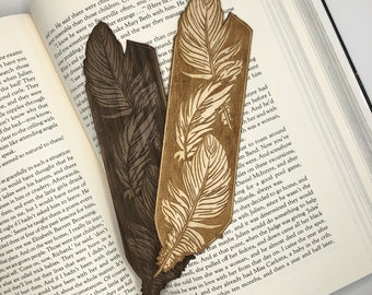 Feathers Wooden Bookmark | Book lover gift | Personalized bookmark