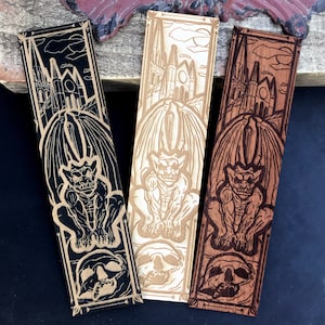 Gargoyle Wooden Bookmark Cathedral Skull Woodmark