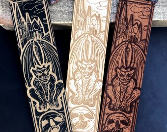 Gargoyle Wooden Bookmark Cathedral Skull Woodmark