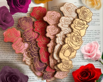 Book Lover Gift | Rose Bouquet Wooden Bookmark | Cottagecore Bookish gift | Roses Woodmark Bookmark | Bookish Birthday Gift