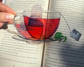 Cup of Tea Clear Bookmark | paper Bookmark | Gift for booklover | bookish gift | beautiful bookmark | fantasy Bookmark