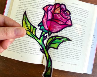 Rose Fantasy Transparent Bookmark | clear Bookmark | Gift for booklover | bookish gift | beautiful bookmark | fantasy Bookmark