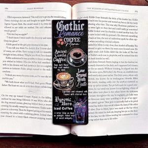 Marcador de Menu de Café de Romance Gótico | Leitor de Romance Gótico | Marcador de Café | Presente para Amantes de Livros l Presente de Livro | Presente de Marcador