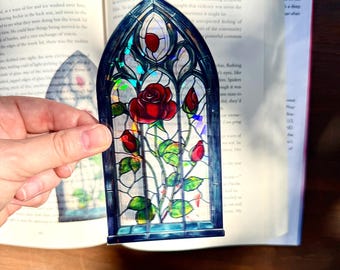 Rose Gothic Window Clear Bookmark | paper Bookmark | Gift for booklover | bookish gift | beautiful bookmark | fantasy Bookmark