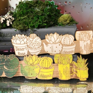 Cactus Wooden Bookmark | Succulent Bookmark