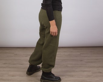 Walkhose für Damen Wollhose Überziehhose Outdoorhose, mit Baumwollbündchen  Bündchenfarbe wählbar  Gr.XS bis XXL ohne Taschen