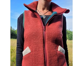 Walk Weste für Damen gefüttert mit Wollfleece Gr. 34 bis 54, verschiedene Farben möglich, Weste aus Walk und Wollfleece